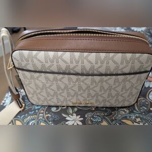 Michael Kors Tan and Cream Crossbody Bag